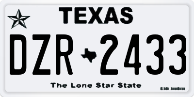 TX license plate DZR2433