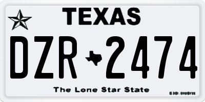 TX license plate DZR2474