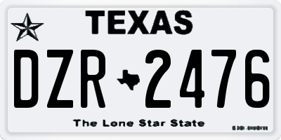 TX license plate DZR2476