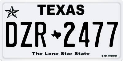 TX license plate DZR2477