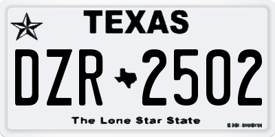 TX license plate DZR2502
