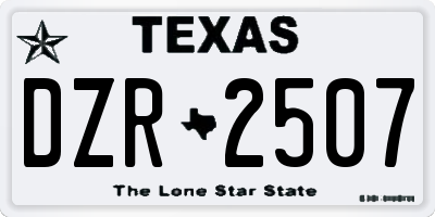 TX license plate DZR2507