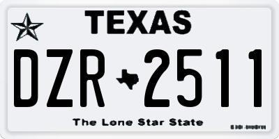 TX license plate DZR2511