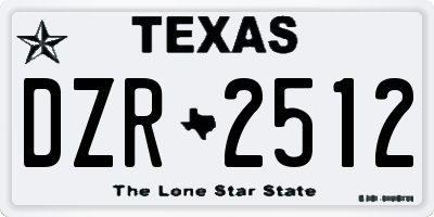 TX license plate DZR2512