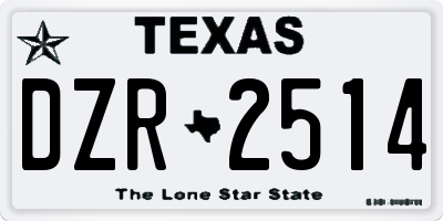 TX license plate DZR2514