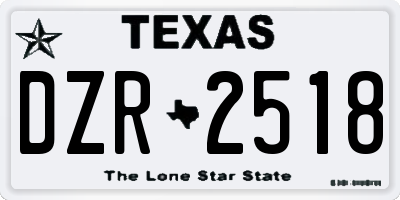 TX license plate DZR2518