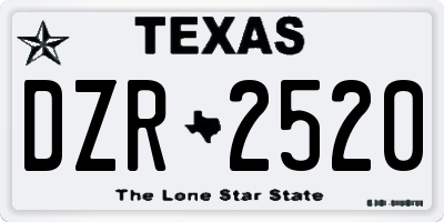 TX license plate DZR2520