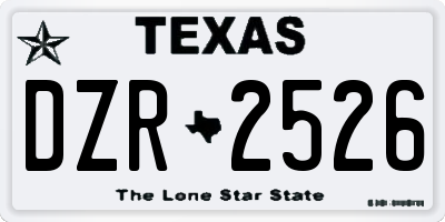 TX license plate DZR2526