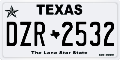 TX license plate DZR2532