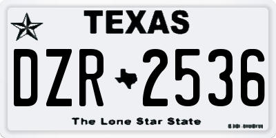 TX license plate DZR2536