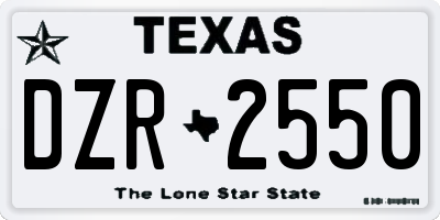 TX license plate DZR2550