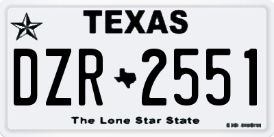 TX license plate DZR2551