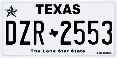 TX license plate DZR2553
