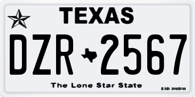 TX license plate DZR2567