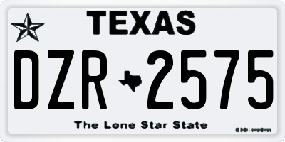 TX license plate DZR2575