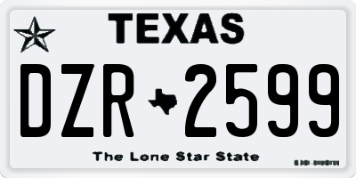 TX license plate DZR2599