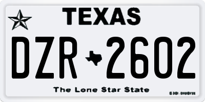 TX license plate DZR2602