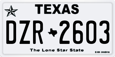 TX license plate DZR2603