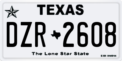 TX license plate DZR2608