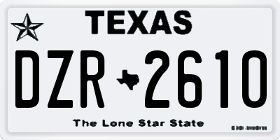 TX license plate DZR2610