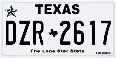 TX license plate DZR2617