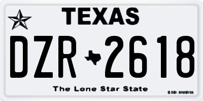 TX license plate DZR2618