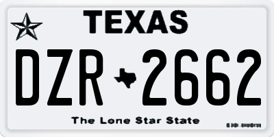TX license plate DZR2662