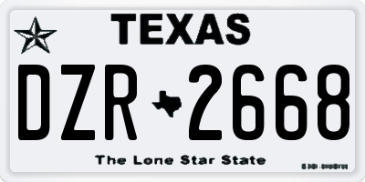 TX license plate DZR2668