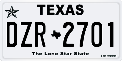 TX license plate DZR2701
