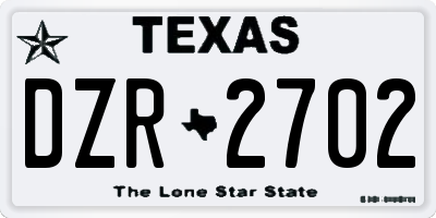 TX license plate DZR2702