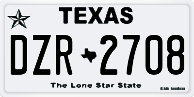 TX license plate DZR2708