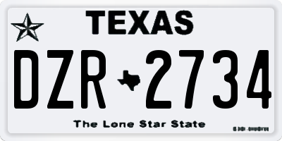 TX license plate DZR2734