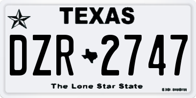 TX license plate DZR2747