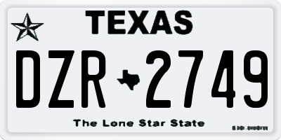 TX license plate DZR2749
