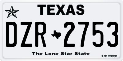 TX license plate DZR2753