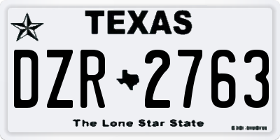 TX license plate DZR2763