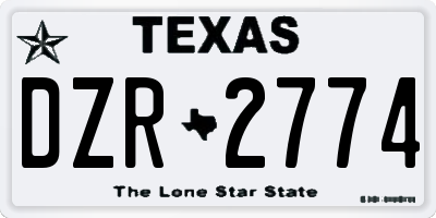 TX license plate DZR2774