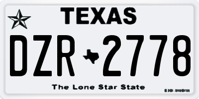 TX license plate DZR2778