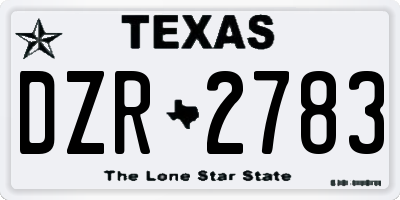 TX license plate DZR2783