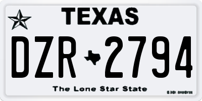 TX license plate DZR2794