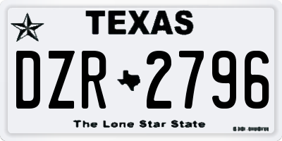 TX license plate DZR2796