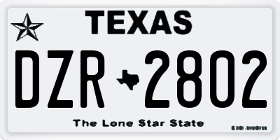 TX license plate DZR2802