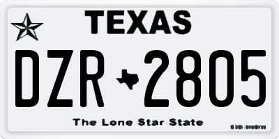 TX license plate DZR2805