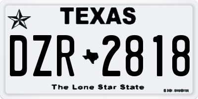 TX license plate DZR2818