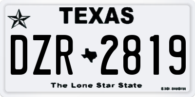 TX license plate DZR2819