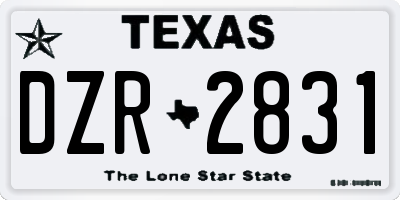 TX license plate DZR2831