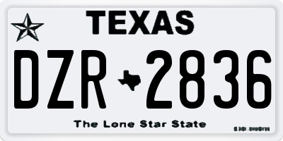TX license plate DZR2836