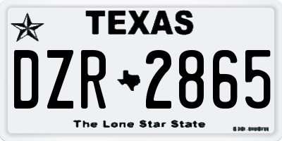 TX license plate DZR2865