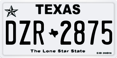TX license plate DZR2875