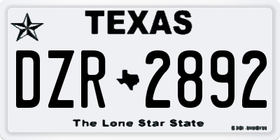 TX license plate DZR2892